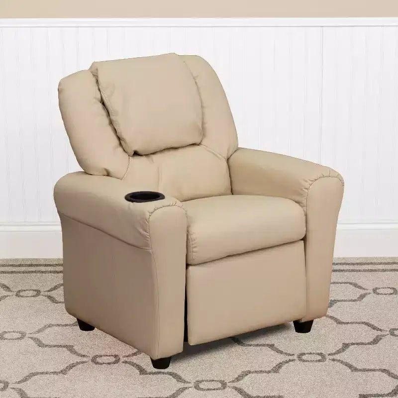 Fauteuil inclinable contemporain pour enfants Emma et Oliver avec porte-gobelet et appuie-tête