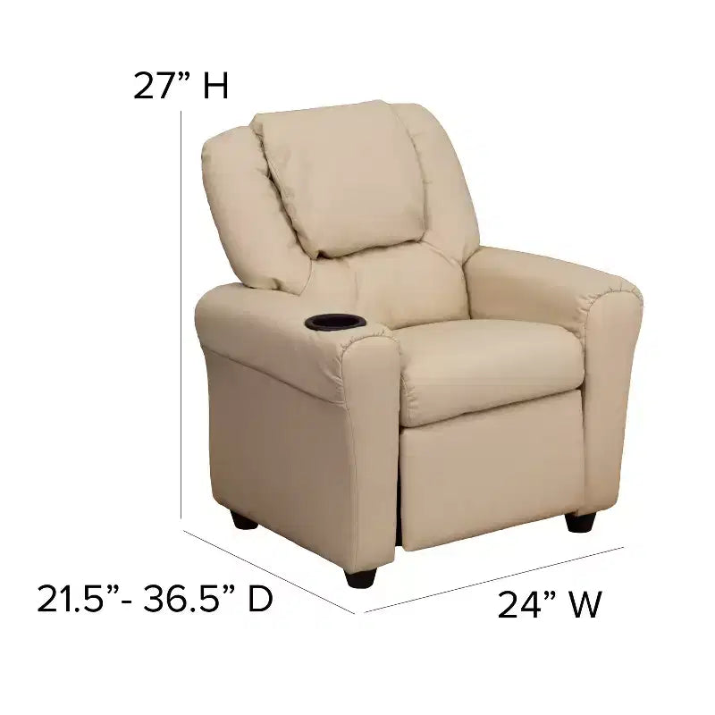 Fauteuil inclinable contemporain pour enfants Emma et Oliver avec porte-gobelet et appuie-tête