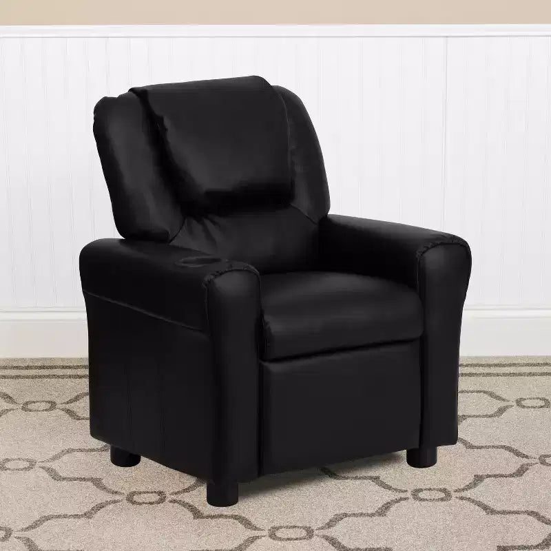 Fauteuil inclinable contemporain pour enfants Emma et Oliver avec porte-gobelet et appuie-tête