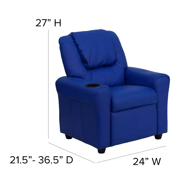 Fauteuil inclinable contemporain pour enfants Emma et Oliver avec porte-gobelet et appuie-tête