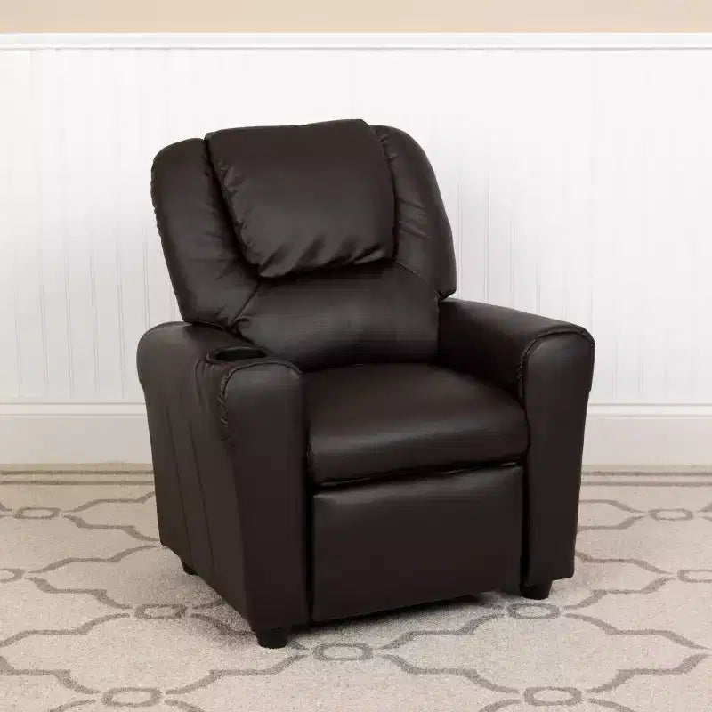 Fauteuil inclinable contemporain pour enfants Emma et Oliver avec porte-gobelet et appuie-tête