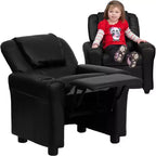 Fauteuil inclinable contemporain pour enfants Emma et Oliver avec porte-gobelet et appuie-tête