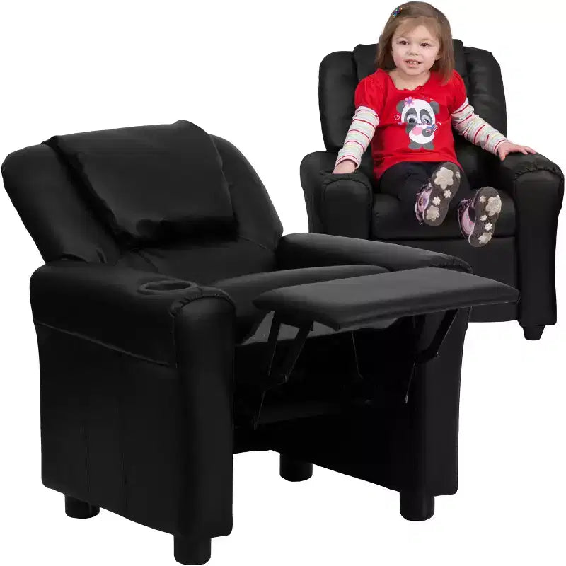 Fauteuil inclinable contemporain pour enfants Emma et Oliver avec porte-gobelet et appuie-tête
