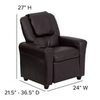 Fauteuil inclinable contemporain pour enfants Emma et Oliver avec porte-gobelet et appuie-tête