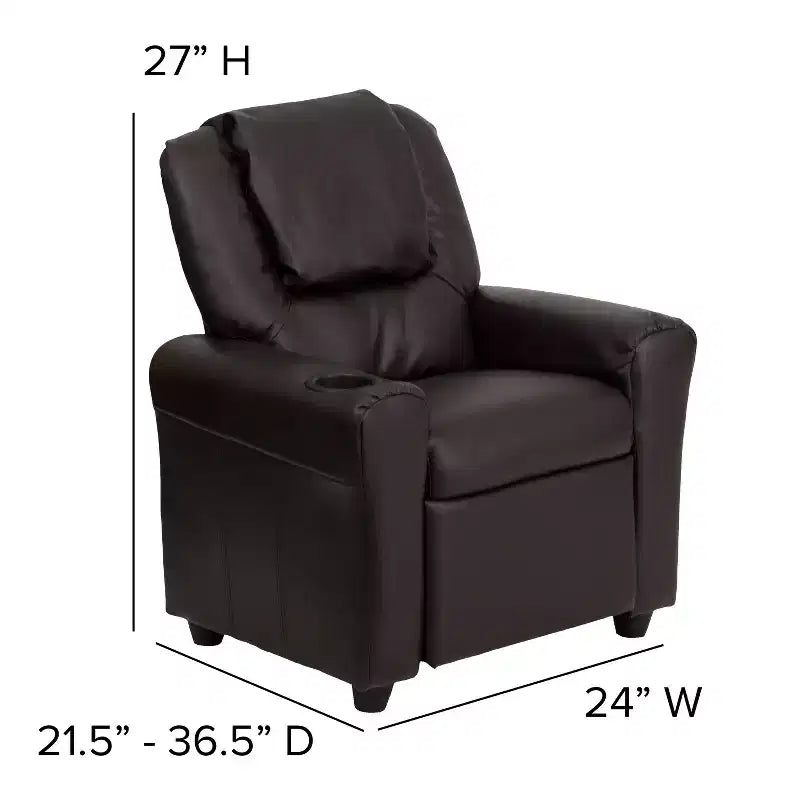 Fauteuil inclinable contemporain pour enfants Emma et Oliver avec porte-gobelet et appuie-tête