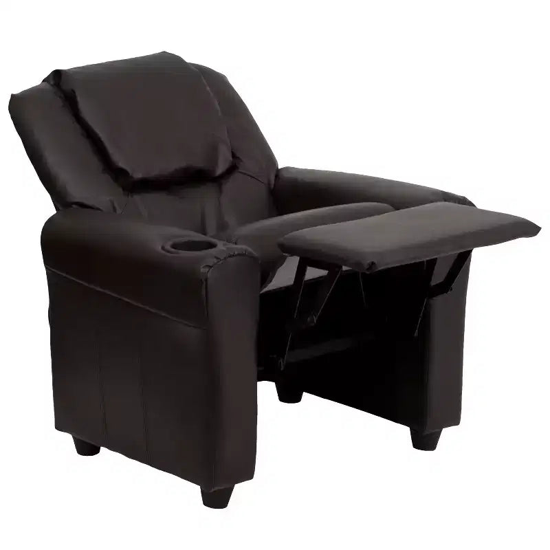 Fauteuil inclinable contemporain pour enfants Emma et Oliver avec porte-gobelet et appuie-tête