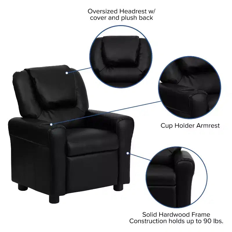 Fauteuil inclinable contemporain pour enfants Emma et Oliver avec porte-gobelet et appuie-tête
