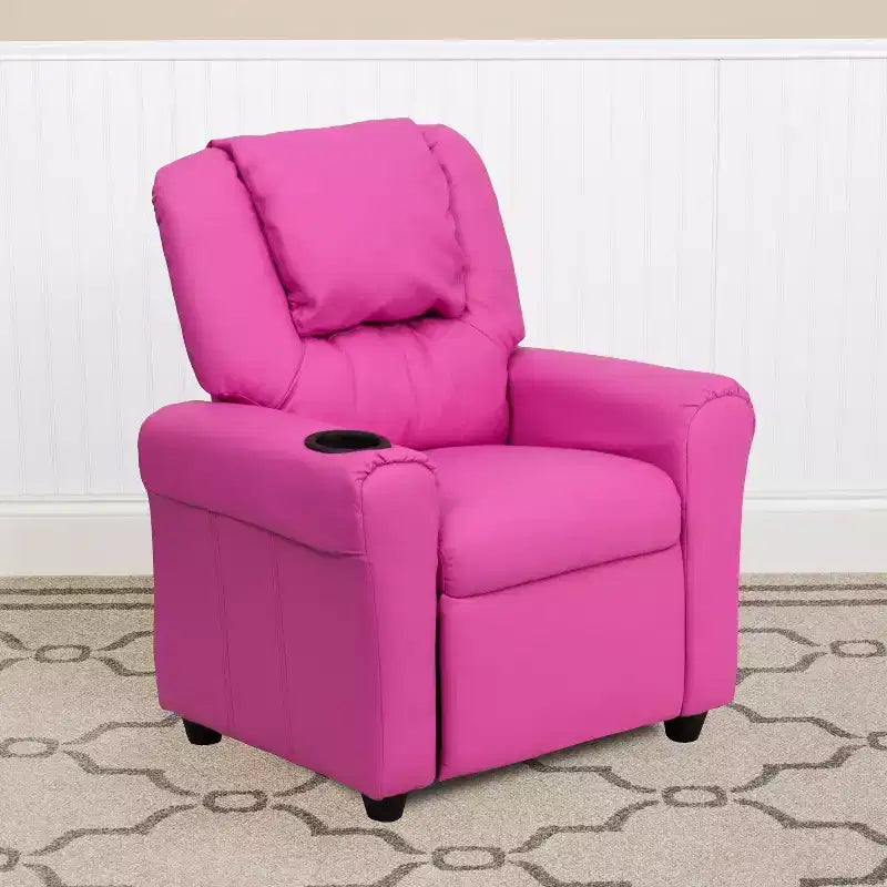 Fauteuil inclinable contemporain pour enfants Emma et Oliver avec porte-gobelet et appuie-tête