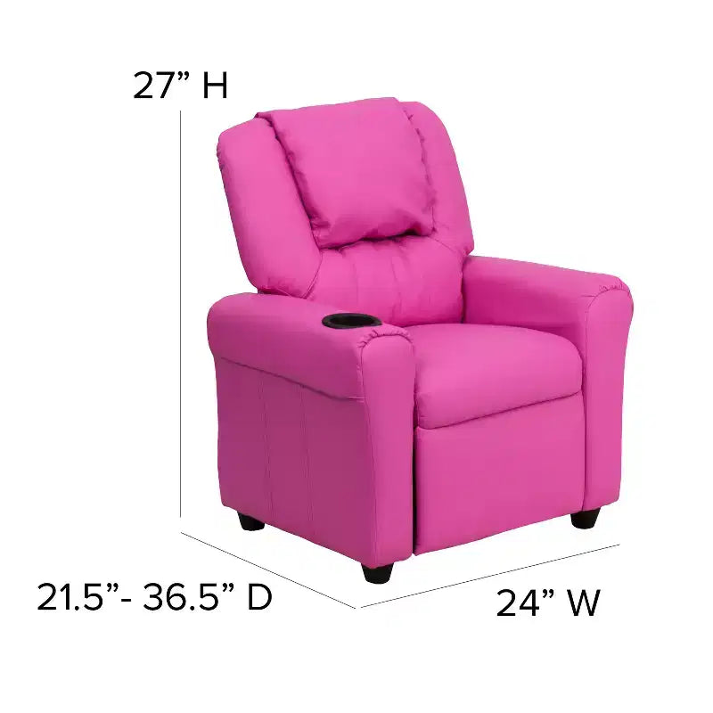 Fauteuil inclinable contemporain pour enfants Emma et Oliver avec porte-gobelet et appuie-tête