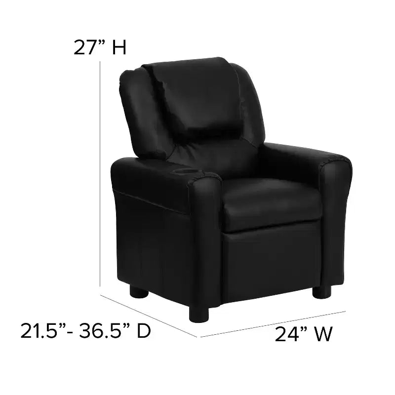 Fauteuil inclinable contemporain pour enfants Emma et Oliver avec porte-gobelet et appuie-tête