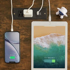 Table de chevet avec station de charge et 2 tiroirs basculants, 2 ports USB et 2 prises de courant