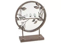 Melrose Round Metal Table Mirror with Perched Sparrows - 16