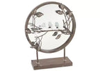 Melrose Round Metal Table Mirror with Perched Sparrows - 16