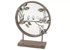 Miroir de table rond en métal Melrose avec moineaux perchés - 16
