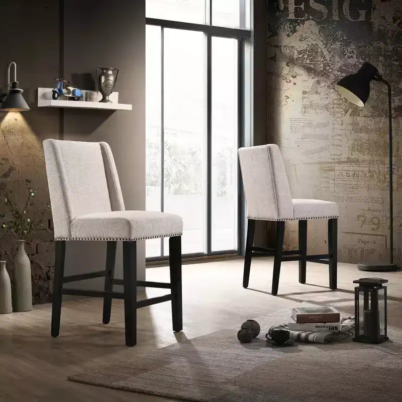 Carolina Living - Lot de 2 tabourets de bar rembourrés Laurant, hauteur comptoir, 61 cm