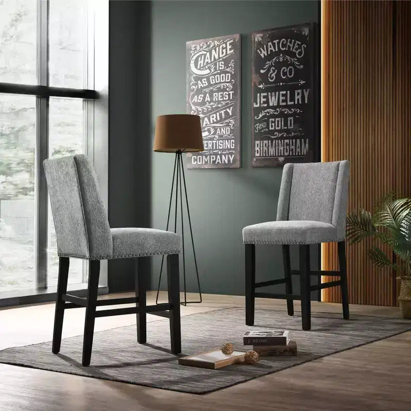 Carolina Living - Lot de 2 tabourets de bar rembourrés Laurant, hauteur comptoir, 61 cm