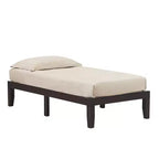Costway Cadre de lit double 14" en bois avec sommier à lattes en bois couleur expresso/naturel