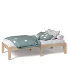 Costway Cadre de lit double 14" en bois avec sommier à lattes en bois couleur expresso/naturel