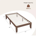 Costway Cadre de lit double 14" en bois avec sommier à lattes en bois couleur expresso/naturel