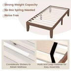 Costway Cadre de lit double 14" en bois avec sommier à lattes en bois couleur expresso/naturel