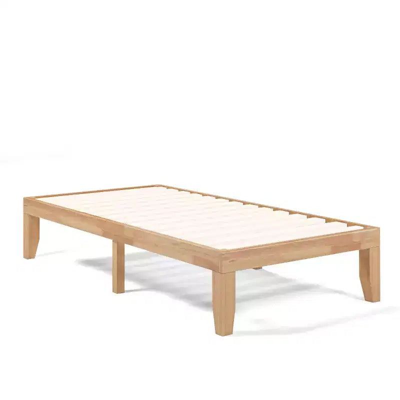 Costway Cadre de lit double 14" en bois avec sommier à lattes en bois couleur expresso/naturel