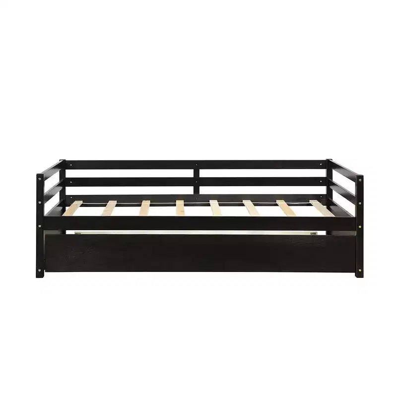 Lit de repos gigogne simple Costway à lattes en bois, plateforme pour matelas, gris/espresso/blanc
