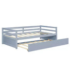 Lit de repos gigogne simple Costway à lattes en bois, plateforme pour matelas, gris/espresso/blanc