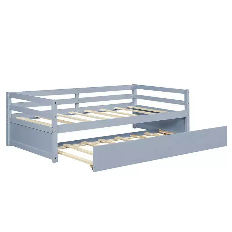 Lit de repos gigogne simple Costway à lattes en bois, plateforme pour matelas, gris/espresso/blanc