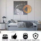 Lit de repos gigogne simple Costway à lattes en bois, plateforme pour matelas, gris/espresso/blanc