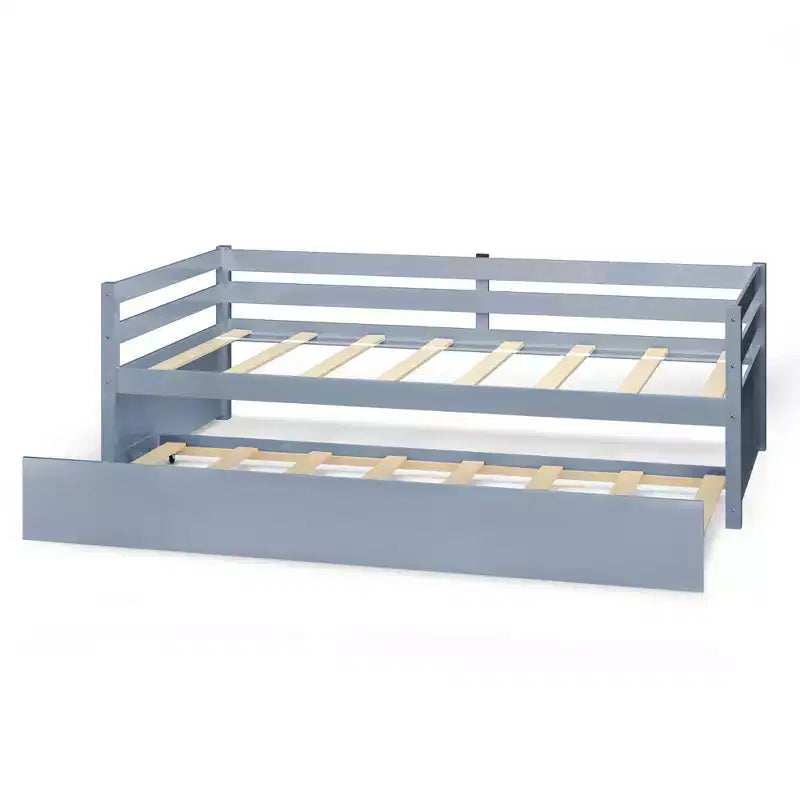 Lit de repos gigogne simple Costway à lattes en bois, plateforme pour matelas, gris/espresso/blanc
