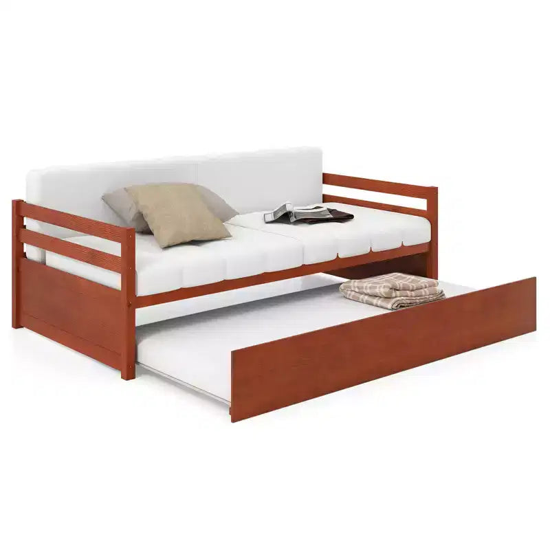 Lit de repos gigogne simple Costway à lattes en bois, plateforme pour matelas, gris/espresso/blanc
