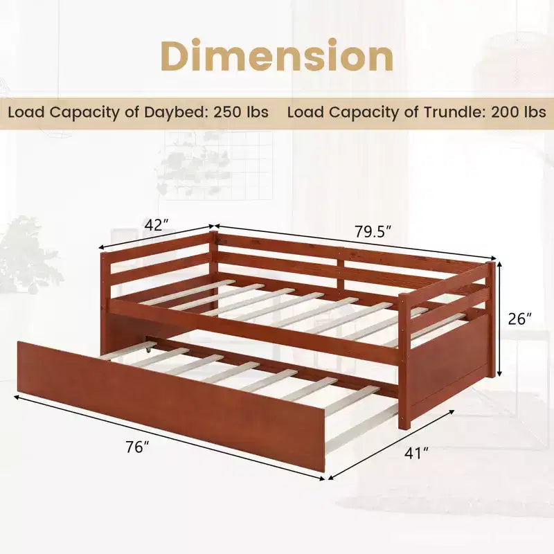 Lit de repos gigogne simple Costway à lattes en bois, plateforme pour matelas, gris/espresso/blanc