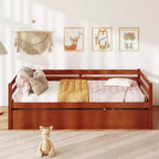 Lit de repos gigogne simple Costway à lattes en bois, plateforme pour matelas, gris/espresso/blanc