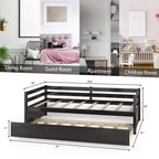 Lit de repos gigogne simple Costway à lattes en bois, plateforme pour matelas, gris/espresso/blanc