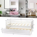 Lit de repos gigogne simple Costway à lattes en bois, plateforme pour matelas, gris/espresso/blanc