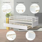 Lit de repos gigogne simple Costway à lattes en bois, plateforme pour matelas, gris/espresso/blanc