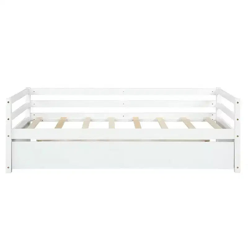 Lit de repos gigogne simple Costway à lattes en bois, plateforme pour matelas, gris/espresso/blanc