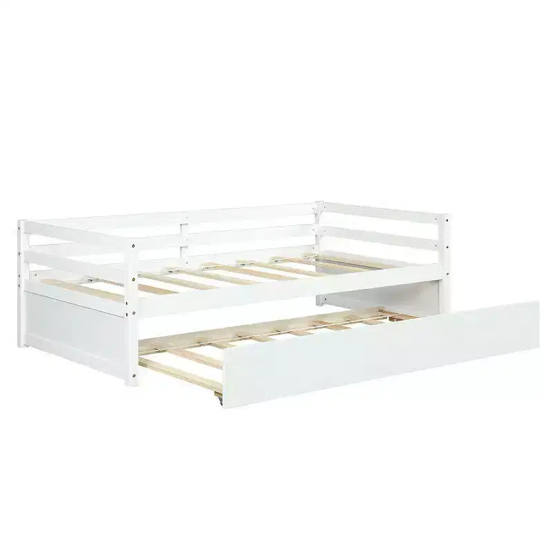 Lit de repos gigogne simple Costway à lattes en bois, plateforme pour matelas, gris/espresso/blanc