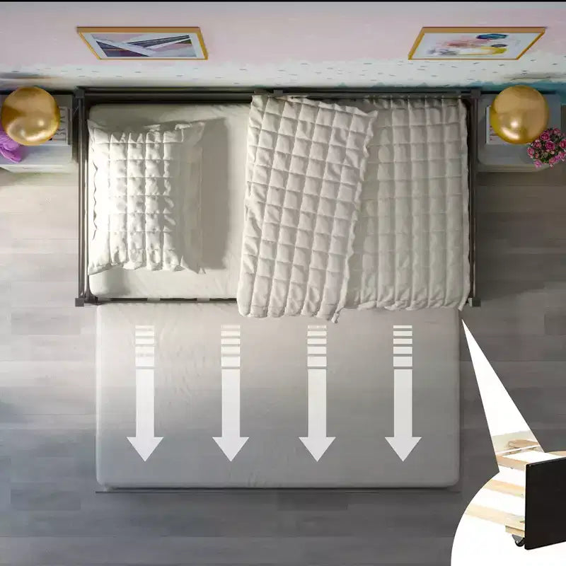 Lit de repos gigogne simple Costway à lattes en bois, plateforme pour matelas, gris/espresso/blanc