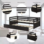 Lit de repos gigogne simple Costway à lattes en bois, plateforme pour matelas, gris/espresso/blanc