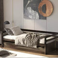 Costway Twin Size Trundle Daybed Wooden Slat Support Mattress Platform Gray/Espresso/White