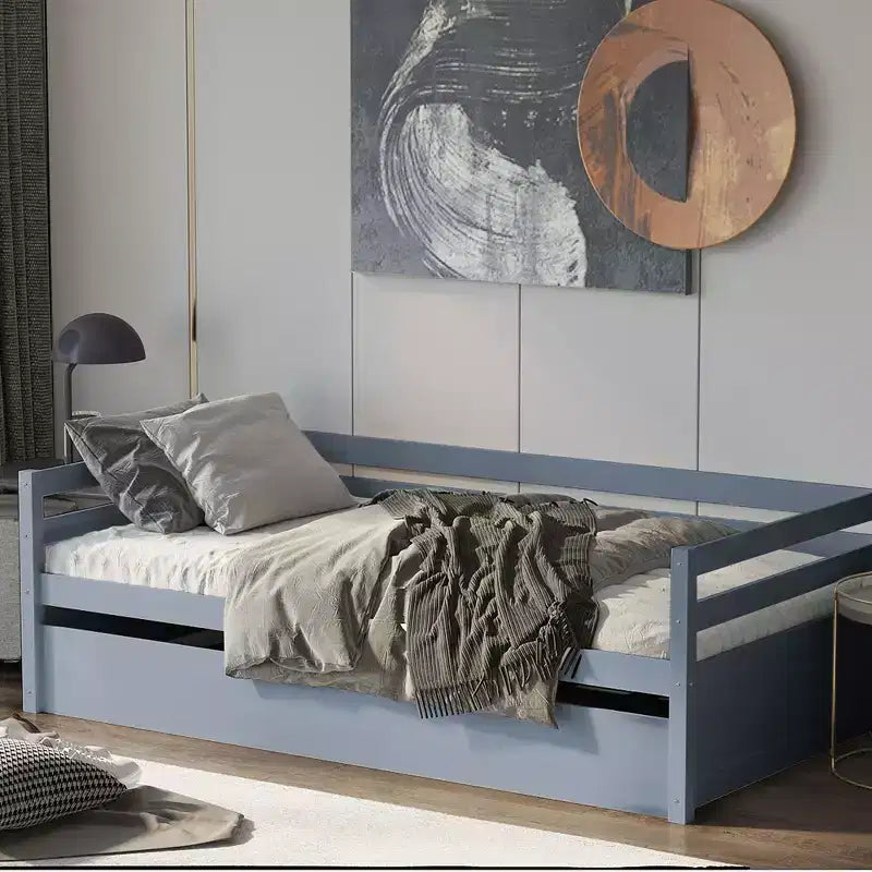 Lit de repos gigogne simple Costway à lattes en bois, plateforme pour matelas, gris/espresso/blanc