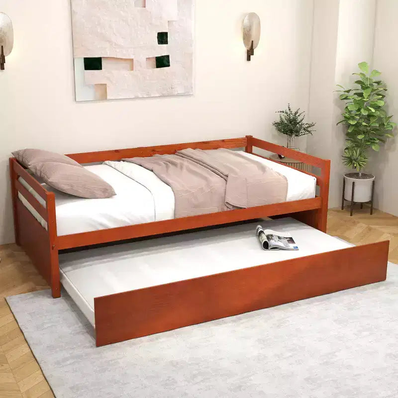 Lit de repos gigogne simple Costway à lattes en bois, plateforme pour matelas, gris/espresso/blanc