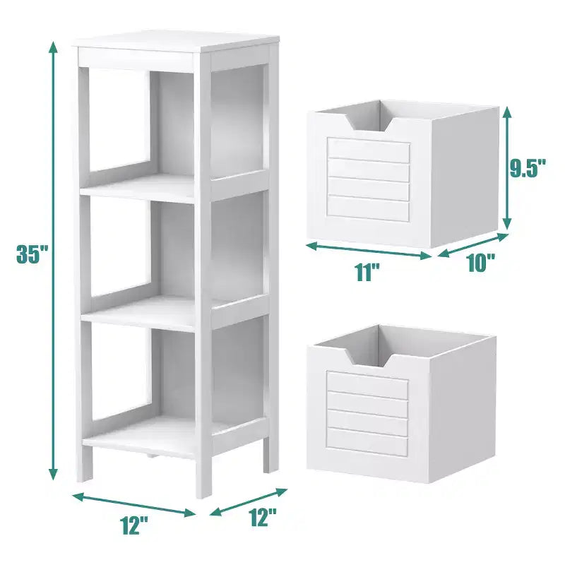 Meuble de salle de bain Costway en bois, placard au sol, étagère de rangement multifonctionnelle, organisateur de chambre à coucher