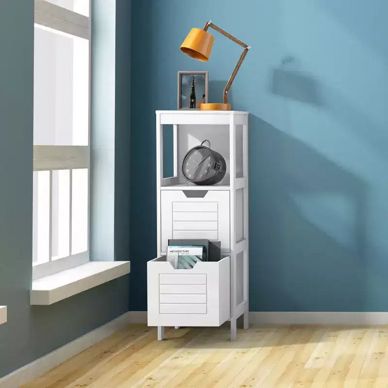 Meuble de salle de bain Costway en bois, placard au sol, étagère de rangement multifonctionnelle, organisateur de chambre à coucher
