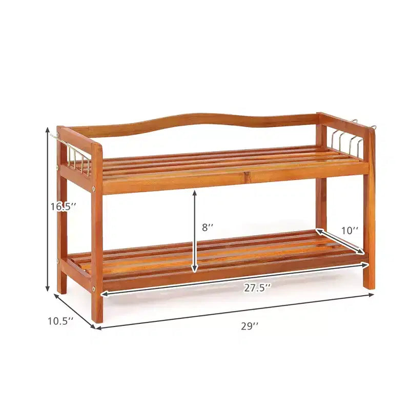 Meuble à Chaussures à 2 Niveaux en Bois Costway Organisateur de Rangement pour Chaussures Robuste et Autonome