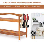 Meuble à Chaussures à 2 Niveaux en Bois Costway Organisateur de Rangement pour Chaussures Robuste et Autonome