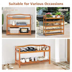 Meuble à Chaussures à 2 Niveaux en Bois Costway Organisateur de Rangement pour Chaussures Robuste et Autonome
