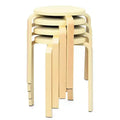 Costway Set of 4 Bentwood Round Stool Stackable Dining Chair w/Padded Seat Beige\Black