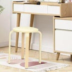 Costway Lot de 4 Tabourets Ronds en Bois Courbé, Chaises de Salle à Manger Empilables avec Siège Rembourré Beige/Noir